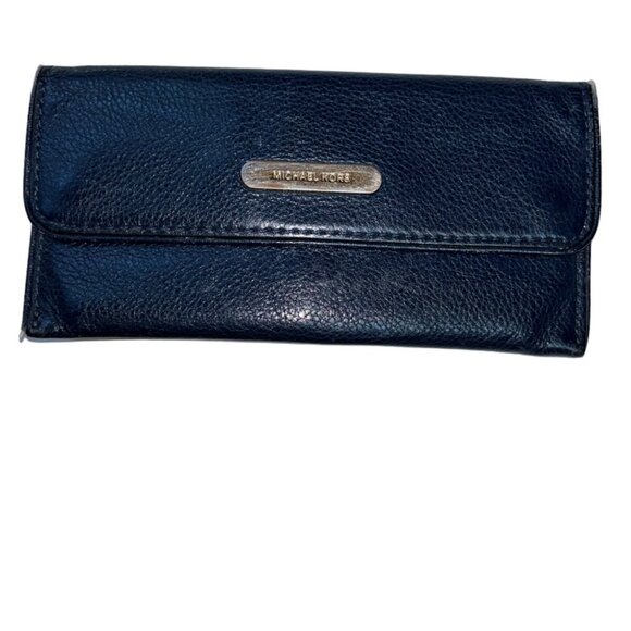 michael kors blue leather bifold checkbook wallet - Picture 1 of 6